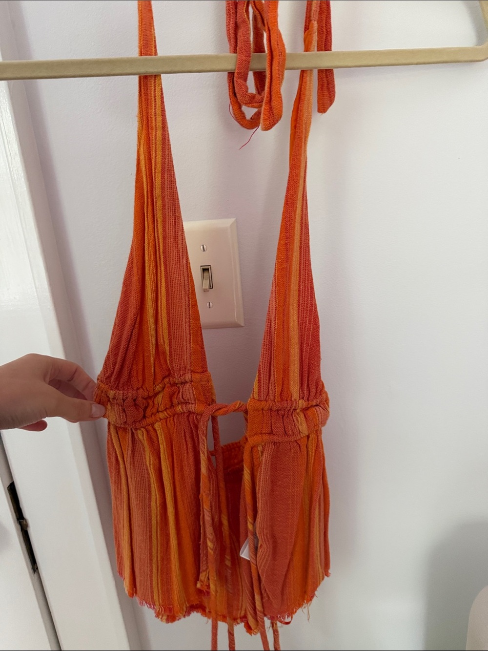 Urban Outfitters Orange Striped Halter Tank Top